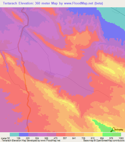 Tertarach,Turkmenistan Elevation Map