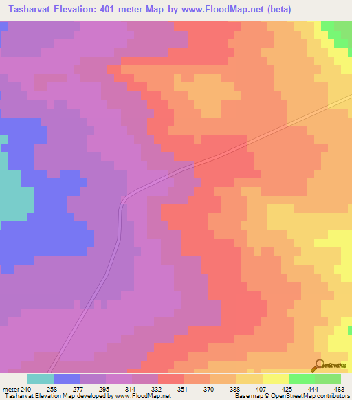 Tasharvat,Turkmenistan Elevation Map