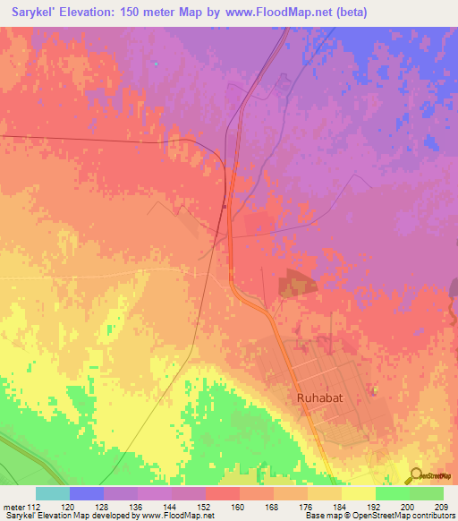 Sarykel',Turkmenistan Elevation Map