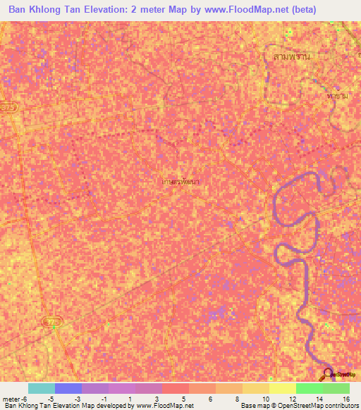 Ban Khlong Tan,Thailand Elevation Map