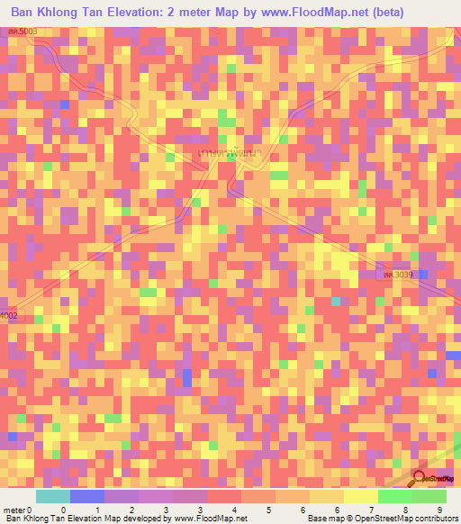 Ban Khlong Tan,Thailand Elevation Map