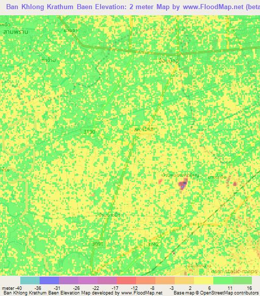 Ban Khlong Krathum Baen,Thailand Elevation Map