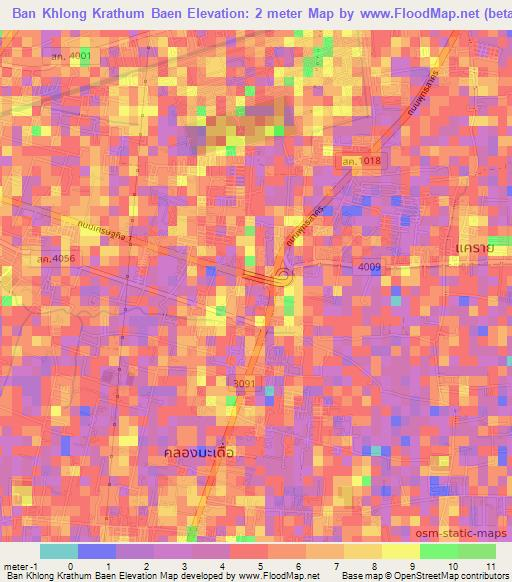 Ban Khlong Krathum Baen,Thailand Elevation Map