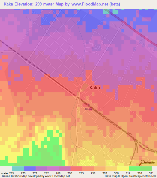 Kaka,Turkmenistan Elevation Map