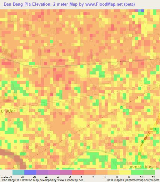 Ban Bang Pla,Thailand Elevation Map