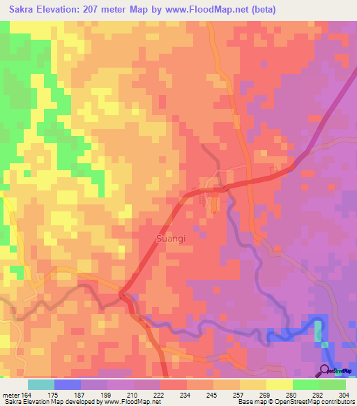 Sakra,Indonesia Elevation Map
