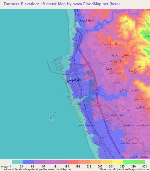 Tartouss,Syria Elevation Map