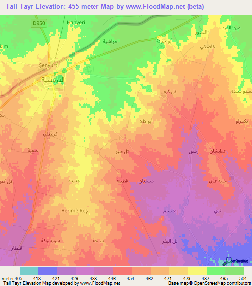 Tall Tayr,Syria Elevation Map