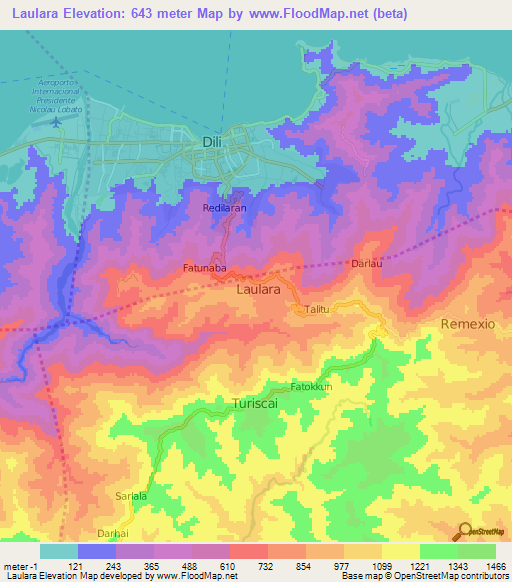Elevation of Laulara,East Timor Elevation Map, Topography, Contour