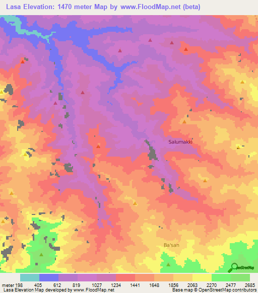 Lasa,Indonesia Elevation Map