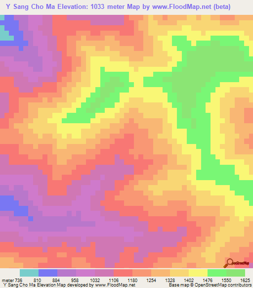 Y Sang Cho Ma,Laos Elevation Map