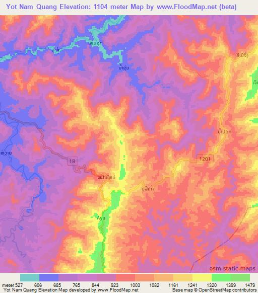 Yot Nam Quang,Laos Elevation Map