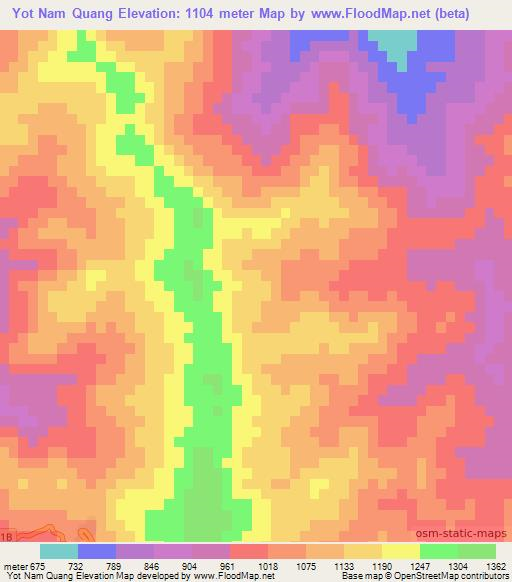 Yot Nam Quang,Laos Elevation Map