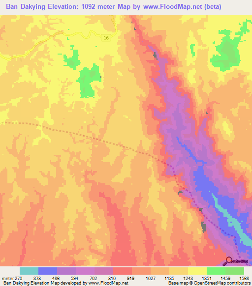 Ban Dakying,Laos Elevation Map