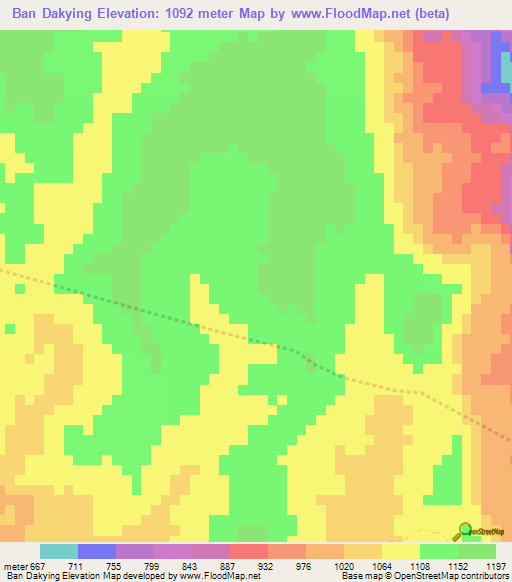 Ban Dakying,Laos Elevation Map