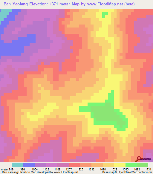 Ban Yaofang,Laos Elevation Map