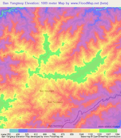 Ban Yangteuy,Laos Elevation Map