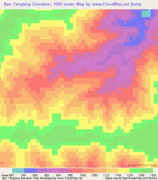 Ban Yangteuy,Laos Elevation Map