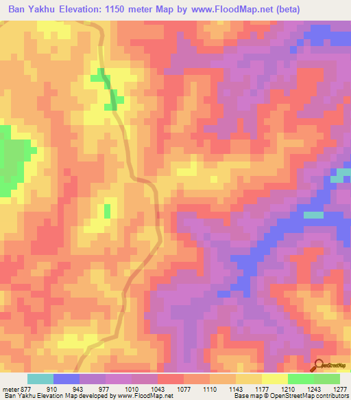 Ban Yakhu,Laos Elevation Map