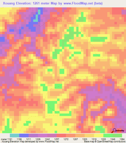 Xouang,Laos Elevation Map