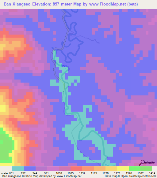 Ban Xiangseo,Laos Elevation Map