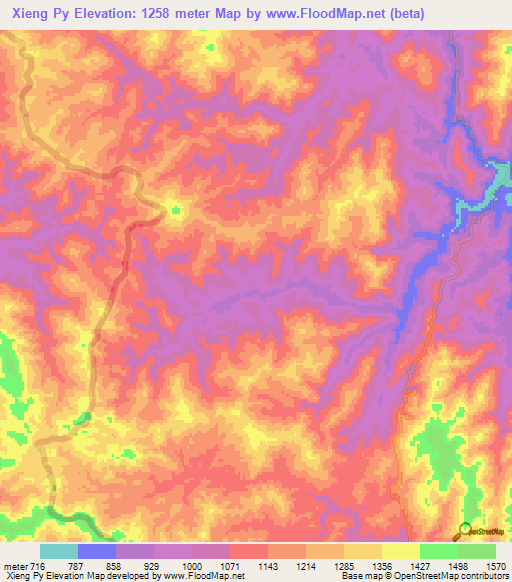 Xieng Py,Laos Elevation Map