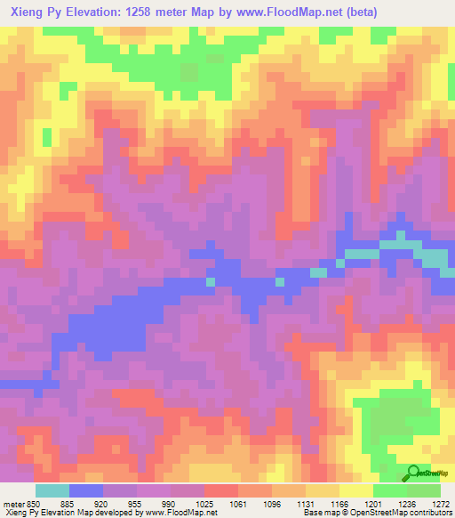 Xieng Py,Laos Elevation Map