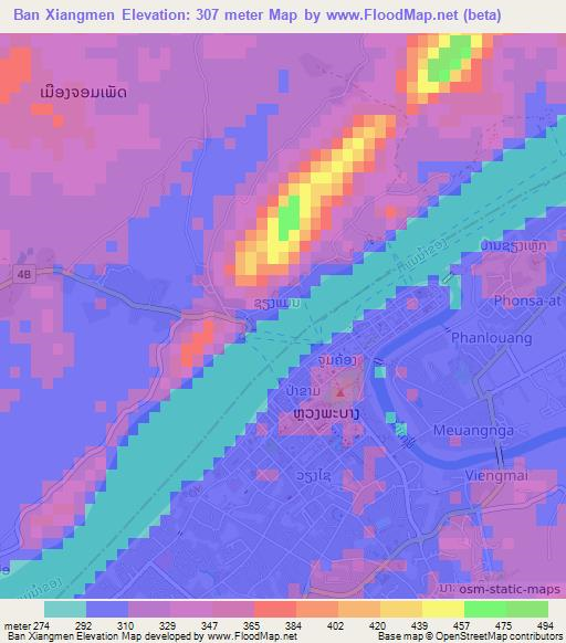 Ban Xiangmen,Laos Elevation Map