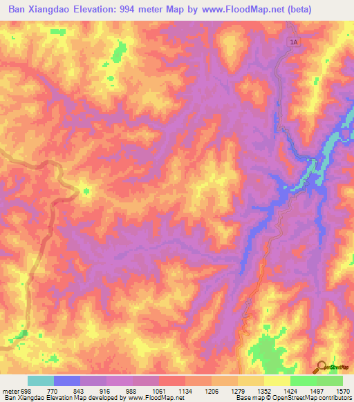 Ban Xiangdao,Laos Elevation Map