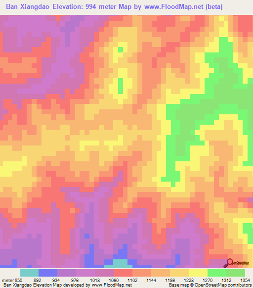 Ban Xiangdao,Laos Elevation Map