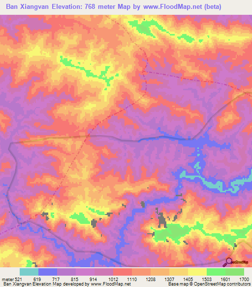 Ban Xiangvan,Laos Elevation Map