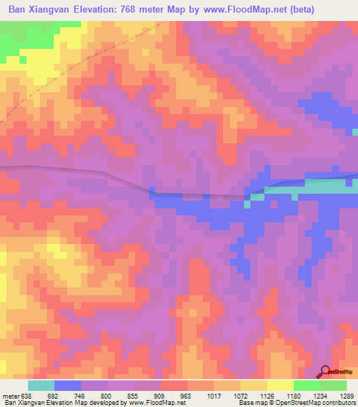 Ban Xiangvan,Laos Elevation Map