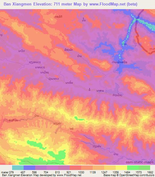 Ban Xiangmen,Laos Elevation Map