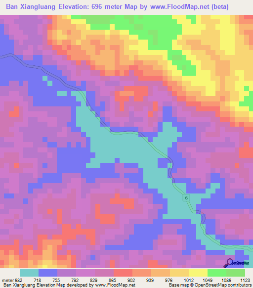 Ban Xiangluang,Laos Elevation Map