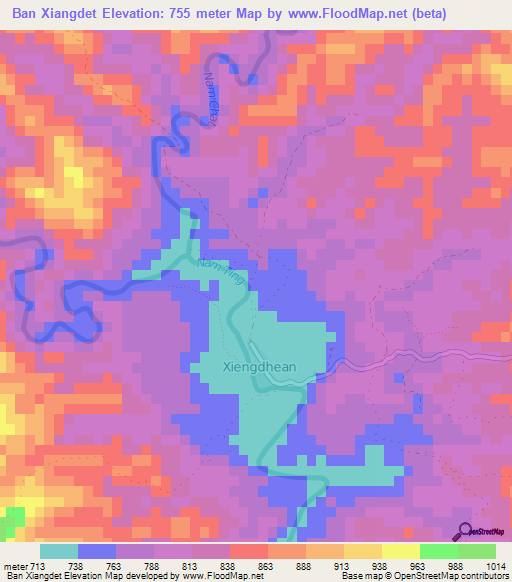 Ban Xiangdet,Laos Elevation Map