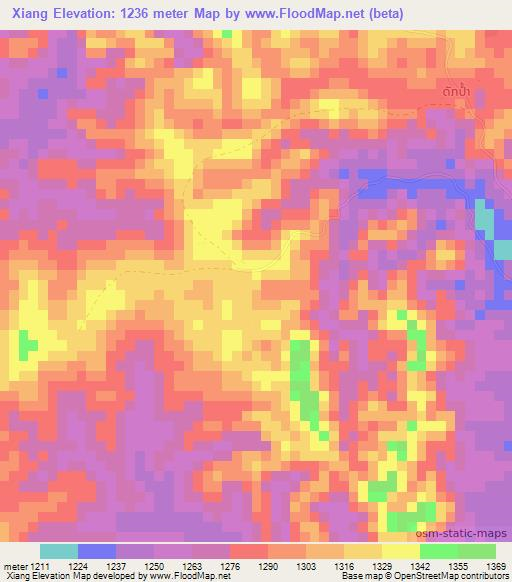 Xiang,Laos Elevation Map