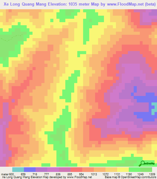 Xe Long Quang Mang,Laos Elevation Map