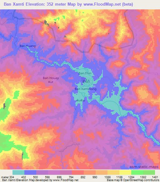 Ban Xamti,Laos Elevation Map