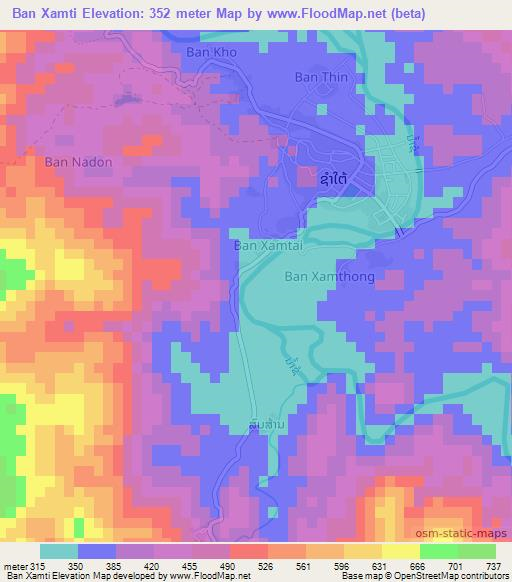 Ban Xamti,Laos Elevation Map