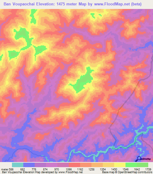 Ban Voupaochai,Laos Elevation Map