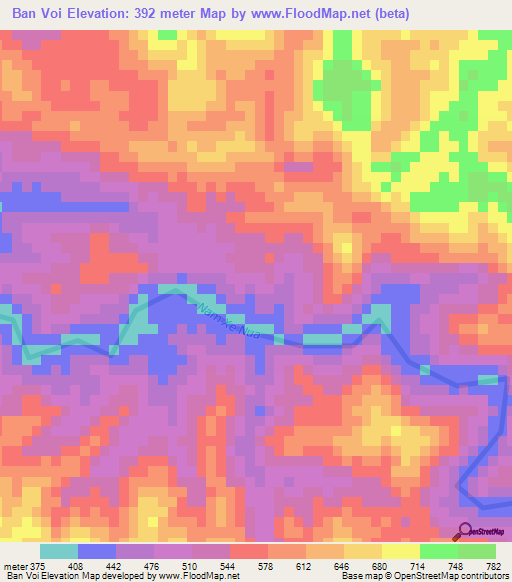 Ban Voi,Laos Elevation Map