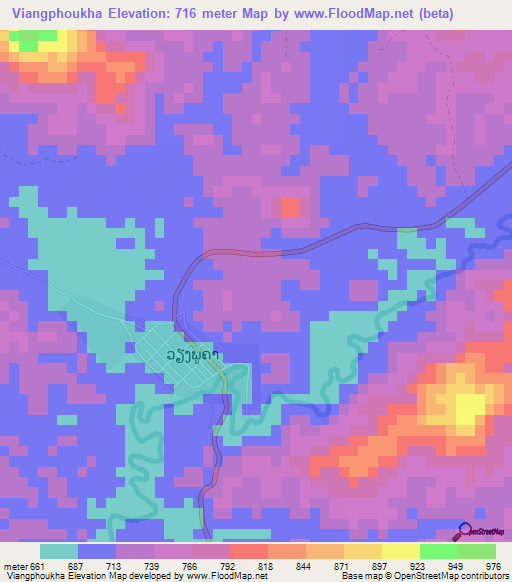 Viangphoukha,Laos Elevation Map