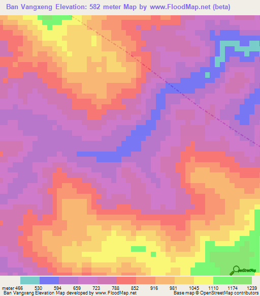 Ban Vangxeng,Laos Elevation Map