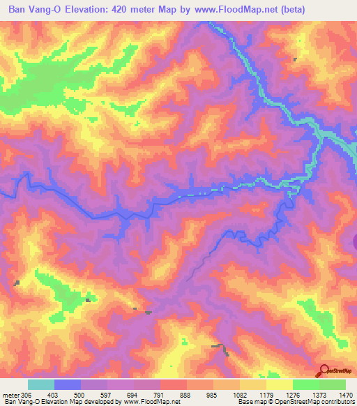 Ban Vang-O,Laos Elevation Map