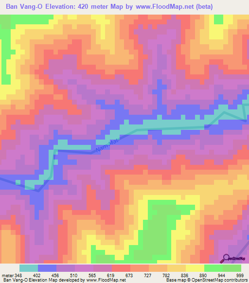 Ban Vang-O,Laos Elevation Map