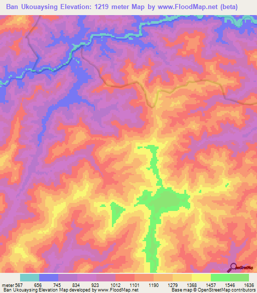 Ban Ukouaysing,Laos Elevation Map