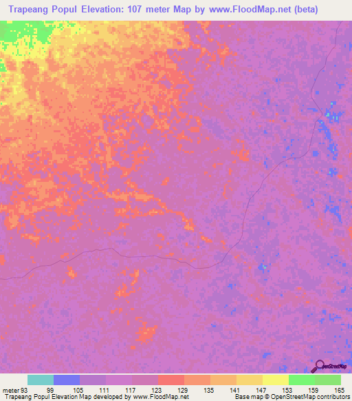 Trapeang Popul,Laos Elevation Map