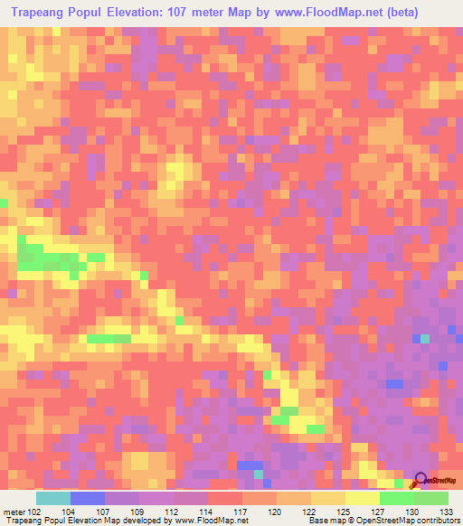 Trapeang Popul,Laos Elevation Map