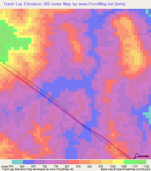 Tranh Lay,Laos Elevation Map