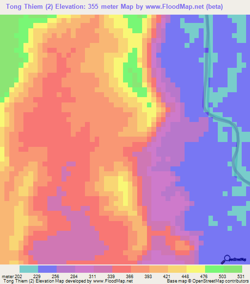 Tong Thiem (2),Laos Elevation Map